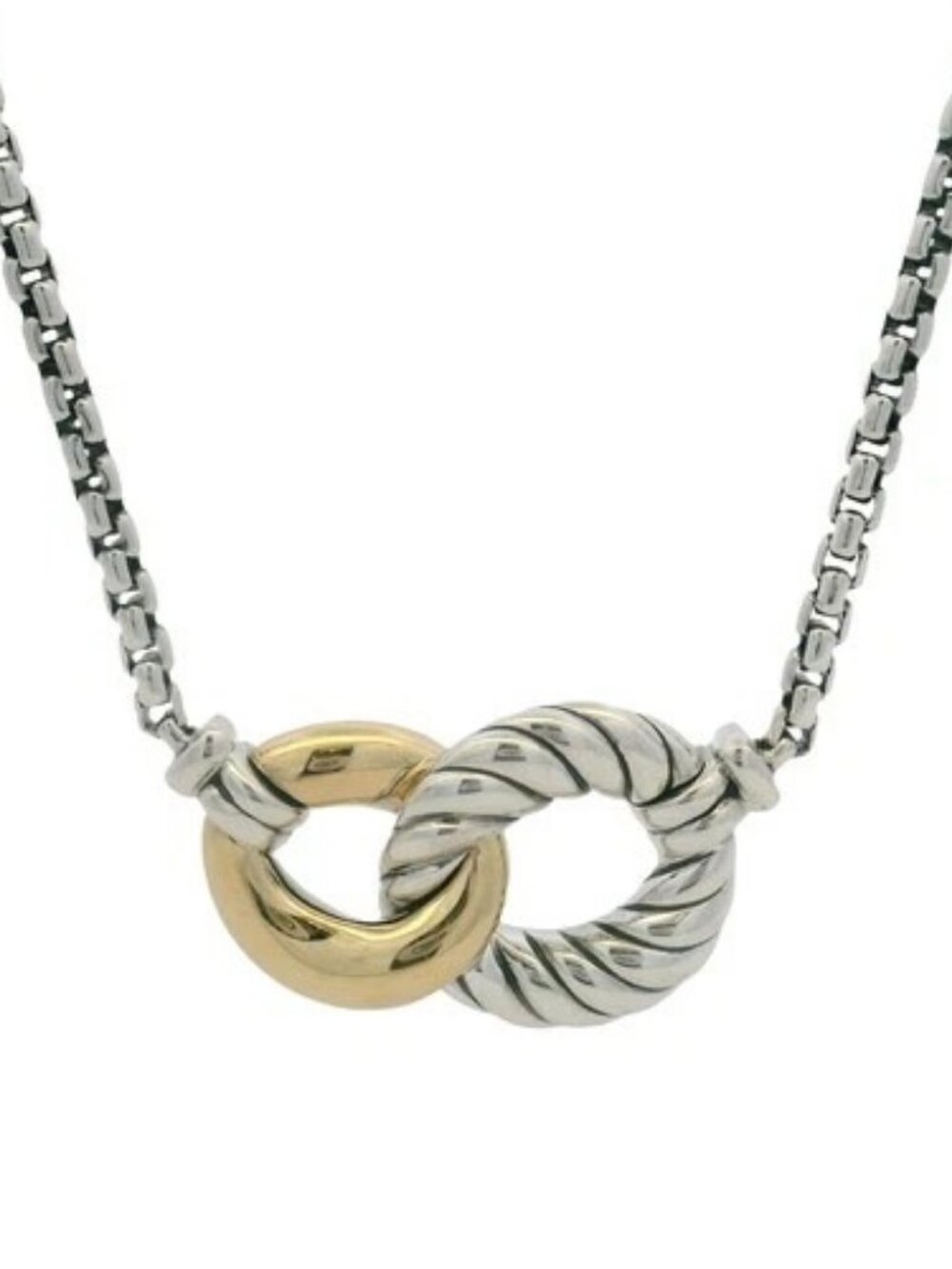 David Yurman 925 Sterling and 18kt Yellow Gold Belmont Curb Link Necklace 17"